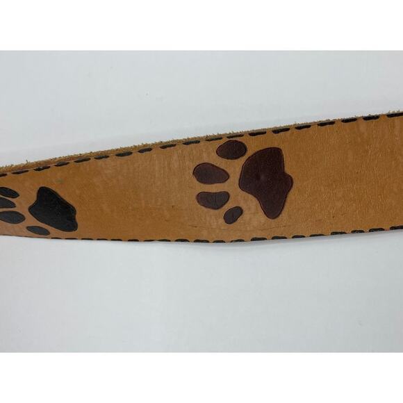 Vintage leather lion head animal paw print belt brown adjustable - Picture 8 of 9